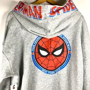SPIDER-MAN grey with red blue black logo superhero comic movie hoodie sweatshirt